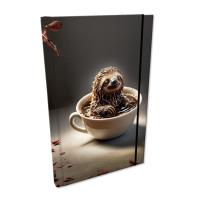 Opakowanie Notes A5 kratka z gumką Soft Touch Leniwiec Kawa Zen
