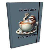 Notes B6 kratka z gumką Soft Touch Leniwiec Kawa. Wydawca: EV-Corp. SmakLiter.pl Opakowanie Notes B6 kratka z gumką Soft Touch Leniwiec Kawa