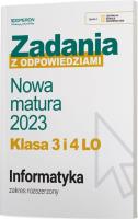 Nowa matura 2023 Informatyka Zadania z odpowiedziami Klasa 3 i 4 LO Zakres rozszerzony. Autor: Jarosław Drzeżdżon. SmakLiter.pl Okładka książki Nowa matura 2023 Informatyka Zadania z odpowiedziami Klasa 3 i 4 LO Zakres rozszerzony