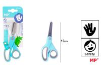 Nożyczki szkolne dla leworęcznych 13cm niebieskie. Wydawca: MP Main Paper. SmakLiter.pl Opakowanie Nożyczki szkolne dla leworęcznych 13cm niebieskie