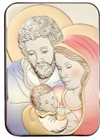 Opakowanie Obrazzek Święta Rodzina - srebro 7cm/5cm