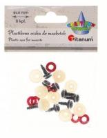 Oczy do maskotek plastikowe 10mm z mocowaniem 8szt. Wydawca: Titanum. SmakLiter.pl Opakowanie Oczy do maskotek plastikowe 10mm z mocowaniem 8szt