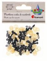 Oczy do maskotek plastikowe 6mm z mocowaniem 50szt. Wydawca: Titanum. SmakLiter.pl Opakowanie Oczy do maskotek plastikowe 6mm z mocowaniem 50szt