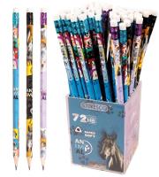 Ołówek trójkątny HB z gumką animal (72szt). Wydawca: CRESCO. SmakLiter.pl Opakowanie Ołówek trójkątny HB z gumką animal (72szt)