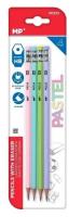 Ołówek z gumką HB 4szt pastel. Wydawca: MP Main Paper. SmakLiter.pl Opakowanie Ołówek z gumką HB 4szt pastel