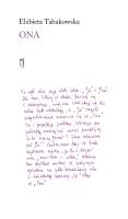 Ona. Autor: Elżbieta Tabakowska. SmakLiter.pl Okładka książki Ona