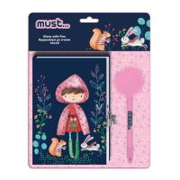 Pamiętnik Czerwony Kapturek +długopis z pomponem. Wydawca: Diakakis. SmakLiter.pl Opakowanie Pamiętnik Czerwony Kapturek +długopis z pomponem