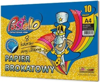 Papier brokat A4 samoprzylepny 10 kartek 8 kolorów. Wydawca: Alfa Pastello. SmakLiter.pl Opakowanie Papier brokat A4 samoprzylepny 10 kartek 8 kolorów