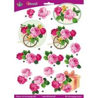 Opakowanie Papier do decoupage 3D kwiaty róże arkusz