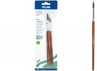 Opakowanie Pędzle okrągłe z włosia koziego Milan seria 101 3 sztuki na blistrze