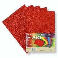 Opakowanie Pianka brokatowa A4 Eva czerwona biodegrad. 5szt