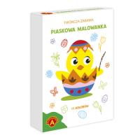 Piaskowe malowanki Wielkanocny Kurczaczek. Wydawca: ALEXANDER GRY. SmakLiter.pl Opakowanie Piaskowe malowanki Wielkanocny Kurczaczek