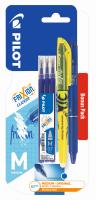 Pióro kulkowe Frixion Clicker Pilot granatowe + wkład granatowy x3 + zakreślacz żółty x1 blister. Wydawca: Pilot. SmakLiter.pl Opakowanie Pióro kulkowe Frixion Clicker Pilot granatowe + wkład granatowy x3 + zakreślacz żółty x1 blister