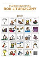 Plansza edukacyjna Rok liturgiczny z symbolami PCS. Wydawca: Jedność. SmakLiter.pl Opakowanie Plansza edukacyjna Rok liturgiczny z symbolami PCS