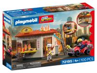 Opakowanie Playmobil Quad straży pożarnej oraz stoisko z burg 72195