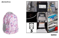 Opakowanie Plecak trzykomorowy geometryczny lawenda 28x12x37