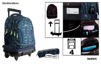 Opakowanie Plecak ze stelażem i kółkami 4 komory + piórnik