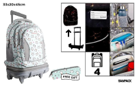 Opakowanie Plecak ze stelażem i kółkami 4 komory + piórnik