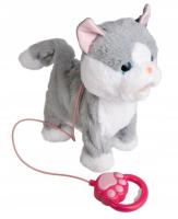 Opakowanie Pluszowy Kot interaktywny chodzący szary na smyczy