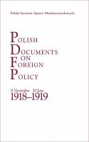 Okładka książki Polish Documents on Foreign Policy. 24 October 1938 - 30 September 1939
