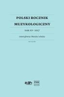 Okładka książki Polski Rocznik Muzykologiczny T.15 2017
