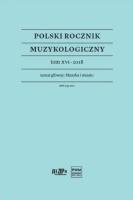 Okładka książki Polski Rocznik Muzykologiczny T.16 2018