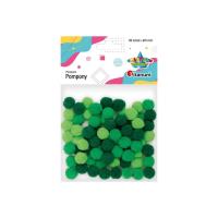Opakowanie Pompony poliestrowe 15mm tonacja zielona 80szt