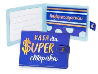 Portfelik Kasa dla super chłopaka. Wydawca: Kukartka. SmakLiter.pl Opakowanie Portfelik Kasa dla super chłopaka