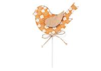 Opakowanie Ptak na piku drewniany 31x11cm pomarańczowy