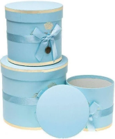 Pudełko Flower Box z kokardą 3szt niebiesk ROZETTE. Wydawca: ROZETTE. SmakLiter.pl Opakowanie Pudełko Flower Box z kokardą 3szt niebiesk ROZETTE