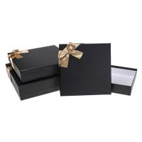 Opakowanie Pudełko kwadrat z kokardą 3szt czarny ROZETTE
