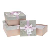 Opakowanie Pudełko kwadrat z kokardą 3szt ROZETTE