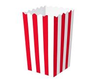 Opakowanie Pudełko na popcorn czerwono-białe paski 4szt