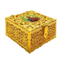 Opakowanie Pudełko na różaniec Matka Boża Częstochowska złote