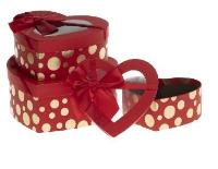 Opakowanie Pudełko ozdobne serce 3szt czerwone ROZETTE
