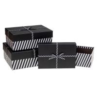 Opakowanie Pudełko prezentowe z kokardą 3szt czarny ROZETTE