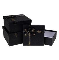 Opakowanie Pudełko prezentowe z kokardą 3szt czarny ROZETTE