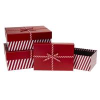 Opakowanie Pudełko prezentowe z kokardą 3szt czerwony ROZETTE