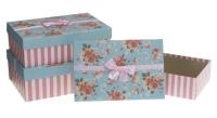 Opakowanie Pudełko prostokątne 3szt z kokardą Kwiaty