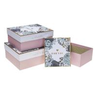 Opakowanie Pudełko prostokątne 3szt z kokardą Kwiaty