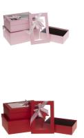 Opakowanie Pudełko prostokątne z kokardą 3szt mix ROZETTE