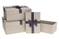 Opakowanie Pudełko prostokątne z kokardą 3szt ROZETTE