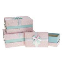 Opakowanie Pudełko prostokątne z kokardą 3szt różowy ROZETTE