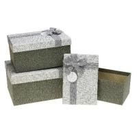 Opakowanie Pudełko prostokątne z kokardą 3szt szary ROZETTE