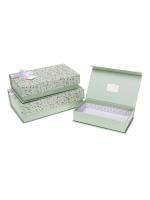 Opakowanie Pudełko prostokątne z kokardą 3szt zielony ROZETTE