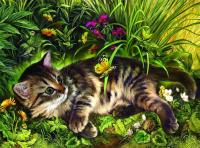 Opakowanie Puzzle 1000 Zabawa kotka w ogrodzie