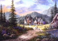 Puzzle 1500 Dom pośród wzgórz, Dennis Lewan. Wydawca: Grafika. SmakLiter.pl Opakowanie Puzzle 1500 Dom pośród wzgórz, Dennis Lewan