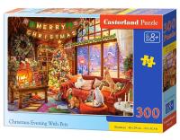 Opakowanie Puzzle 300 Christmas Evening With Pets CASTOR
