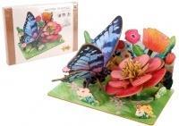 Opakowanie Puzzle 3D drewniane motyl na kwiatach