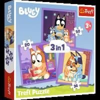 Puzzle 3w1 Poznaj Bluey 34898. Wydawca: Trefl PAP. SmakLiter.pl Opakowanie Puzzle 3w1 Poznaj Bluey 34898